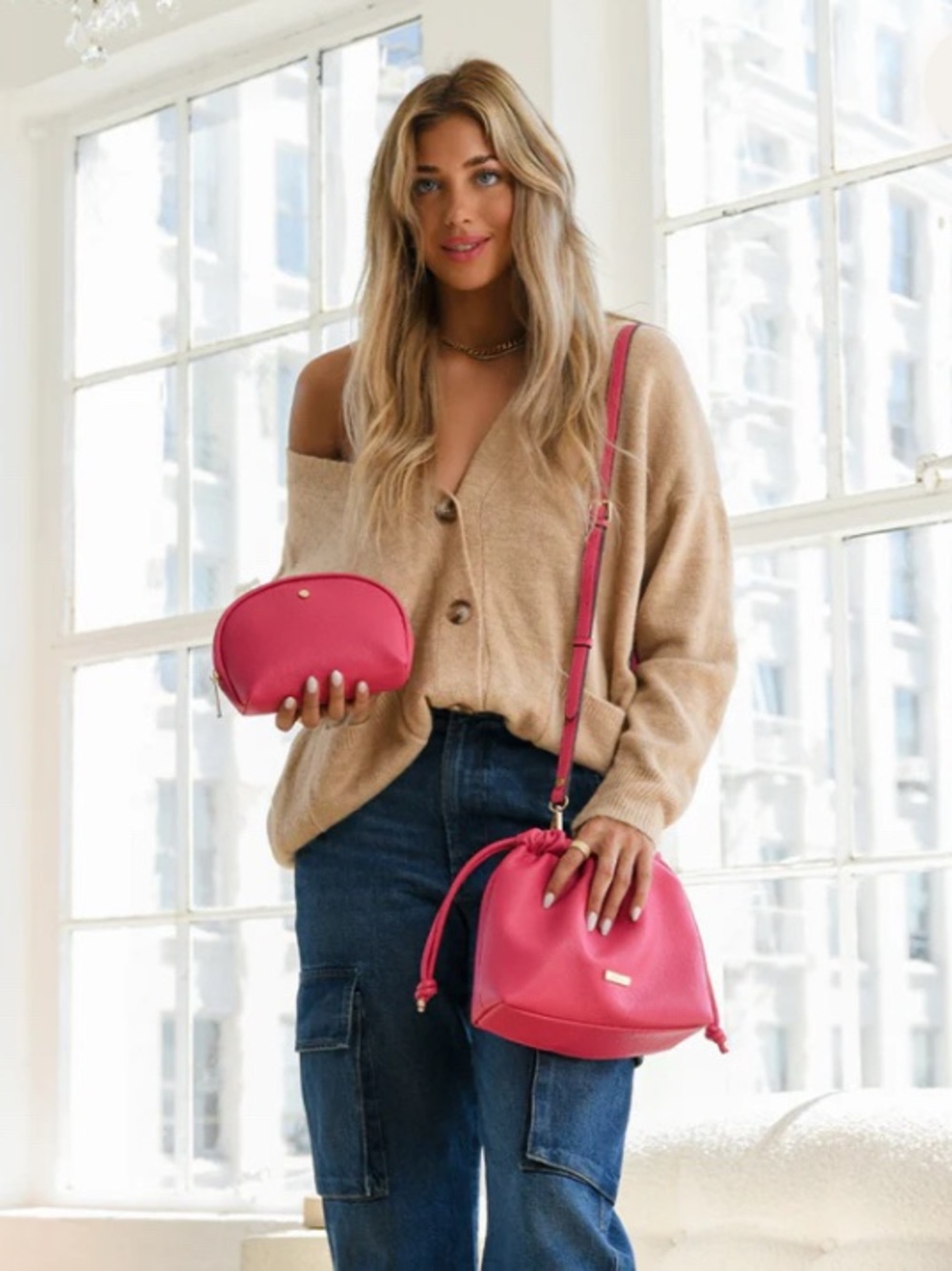 NWT mali & lili Lola Crossbody Bag Duo Hot Pink